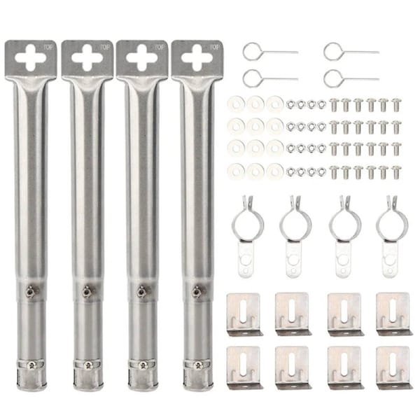 Universal BBQ Grill Tube Burners Set Silver