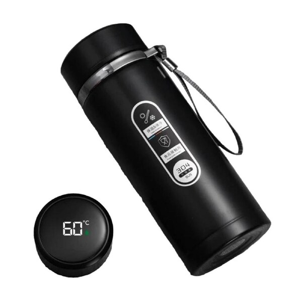 1L Thermos Bottle with LED Temperature Display Black