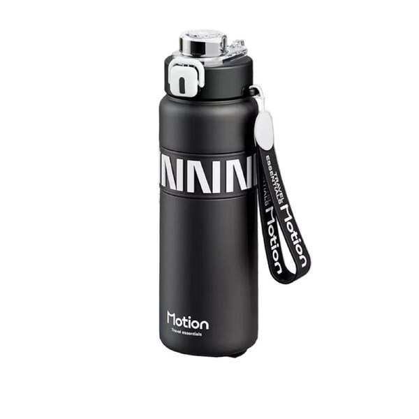 800ML Sports Vacuum Flask with Straw Black