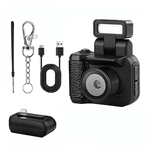 Mini Camera with Flash Lamp Black