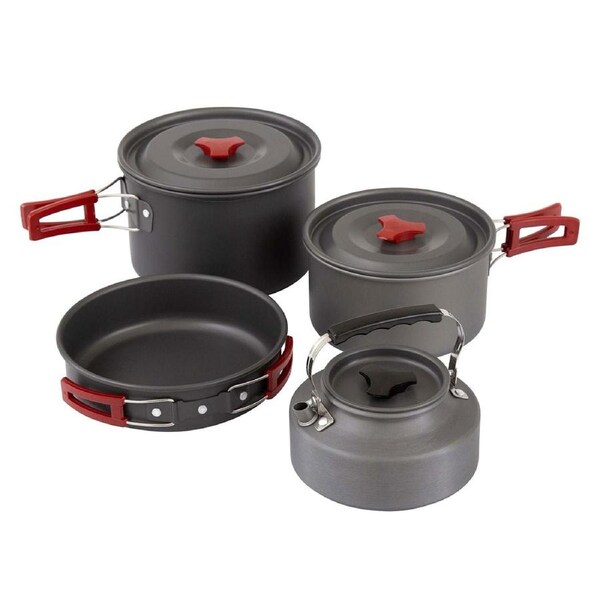 EPE Aluminium 4 Piece Camping Cookware Set with Carry Bag