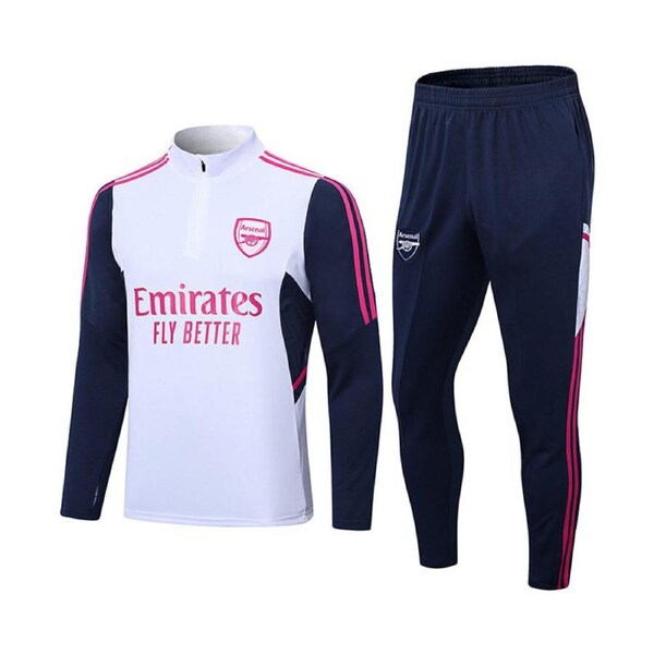 Nevenka Arsenal Soccer Jersey Kit Football T-shirt Set for Adult Kids with Long Sleeve-White XXL