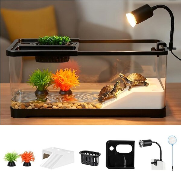 Advwin Turtle Tank Kit Basking Lamp Non-Slip Stairs