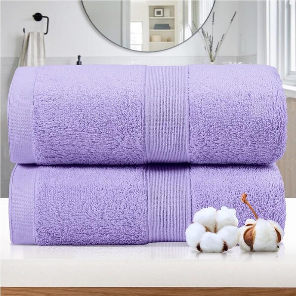 LINENOVA 2Pcs Jumbo Bath Sheet Set 550 GSM Extra Large Bath Towels 9 Colours Lavender