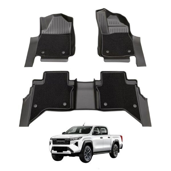 Double-Layer Car Floor Mats for Toyota Hilux Dual Cab 2025-Onwards Auto Trans