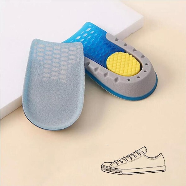 1cm Height Increase Insole TPE Silicone Gel Heighten Lift Half Shoes Pad Men Women