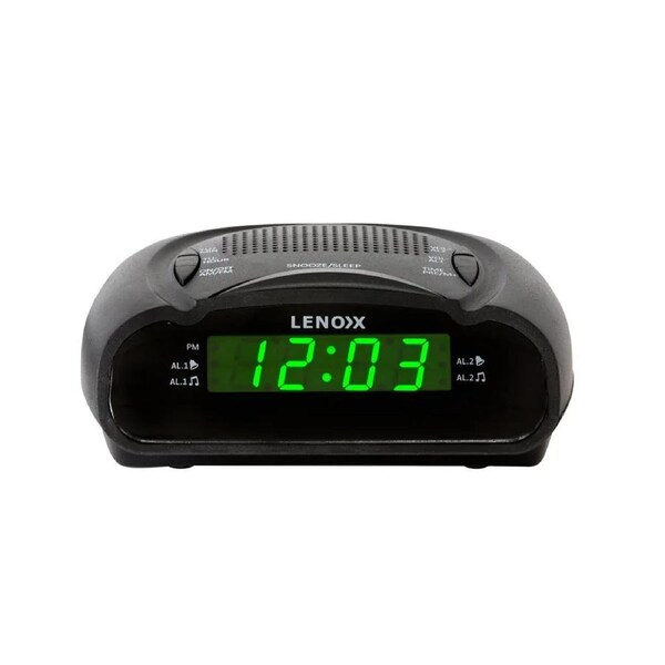 Lenoxx CR21 AM-FM Smart Digital Alarm Clock&Radio with Green LED Time Numbering
