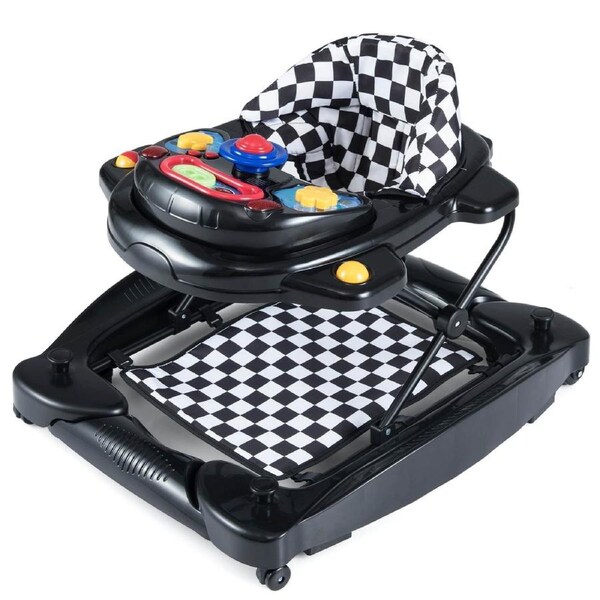 Babyjoy 6 in 1 Walker & Rocker Adjustable Push Walker Ride on Car w/Music Tray Black