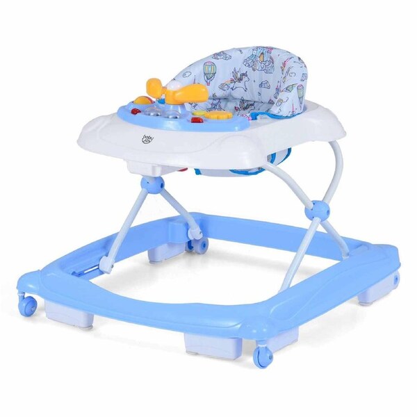 Babyjoy Push Walker Ride on Car Adjustable Walker Stroller Toy w/Padded Seat Light Blue