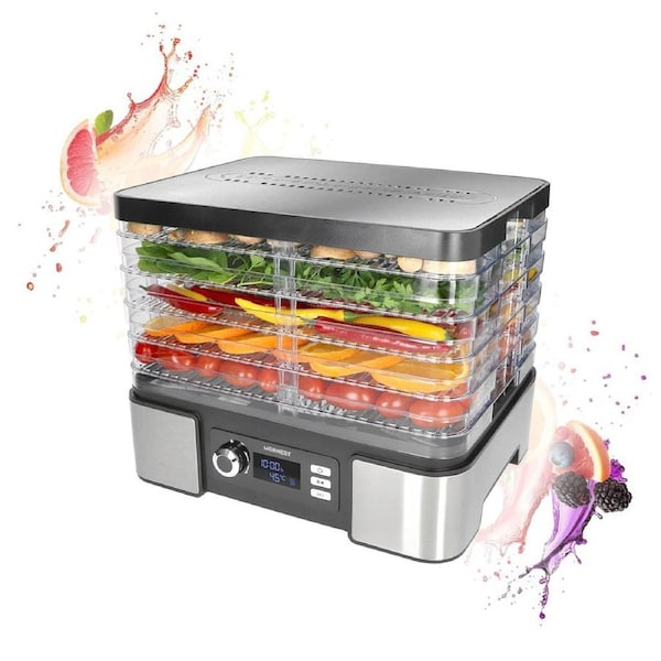 Mornest 5-Tray Food Dehydrator Machine, 400W Electric Food Dryer for Jerky, Fruits, Vegetables, Dog Treats, Herbs, Snacks - Adjustable Temperature & 24H Timer, LCD Display, Silicone Tongs Included