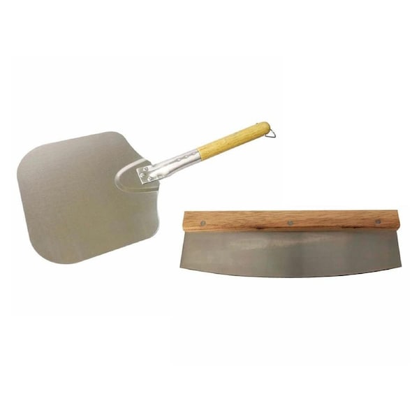 Premium 46cm Pizza Peel Paddle & Rocker Blade Pizza Cutter 2 Piece Pizza Accessory Set