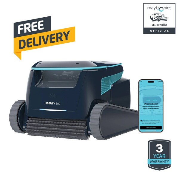Dolphin Liberty 600 Cordless Robotic Pool Cleaner Up to 270min Runtime, Cleans Floor, Walls, Waterline, Sun Ledges & Steps of Pools up to 15m, Multi-Layer Filter with Front and Rear Active Brushes