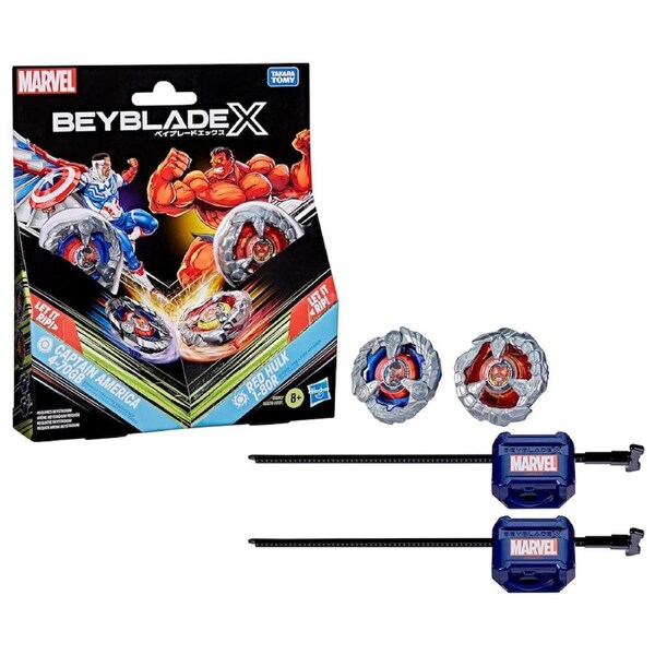 Beyblade X Marvel Captain America 4-70GB vs Red Hulk 1-80R Multipack Set