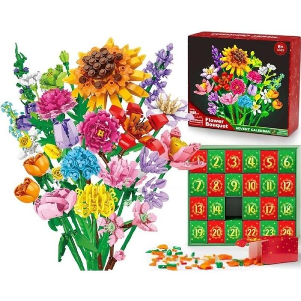 Flower Bouquet Advent Calendar Building Blocks – Christmas Countdown Blind Box