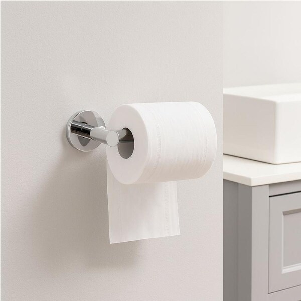 Bathroom Wall Mounted Toilet Paper Roll Holder Stainless Steel Hook Chrome