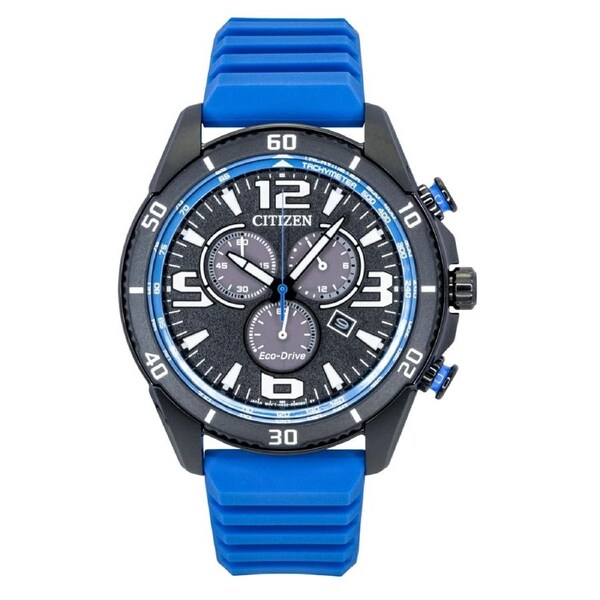 Citizen Brycen Chronograph Silicone Strap Black Dial Eco-Drive AT2586-05E 100M Men's Watch