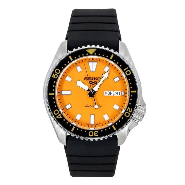Seiko 5 Sports SKX Redux Silicone Strap Orange Dial Automatic SRPL89K1 100M Men's Watch