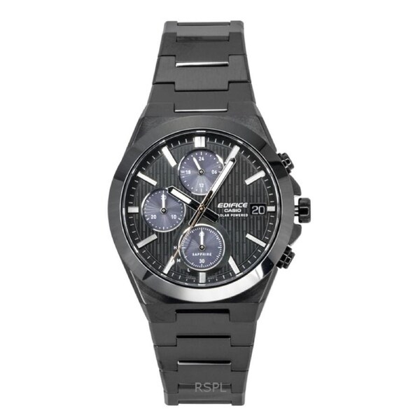 Casio Edifice Analog Chronograph Stainless Steel Black Dial Solar EFS-S650DC-1A 100M Men's Watch
