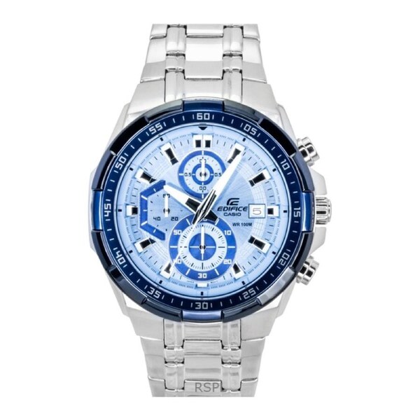 Casio Edifice Analog Standard Chronograph Stainless Steel Blue Dial Quartz EFR-539DE-2AV 100M Men's Watch