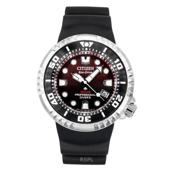 Citizen Promaster Polyurethane Strap Red Dial Eco-Drive Diver's BN1024-01Z 300M Men's Watch