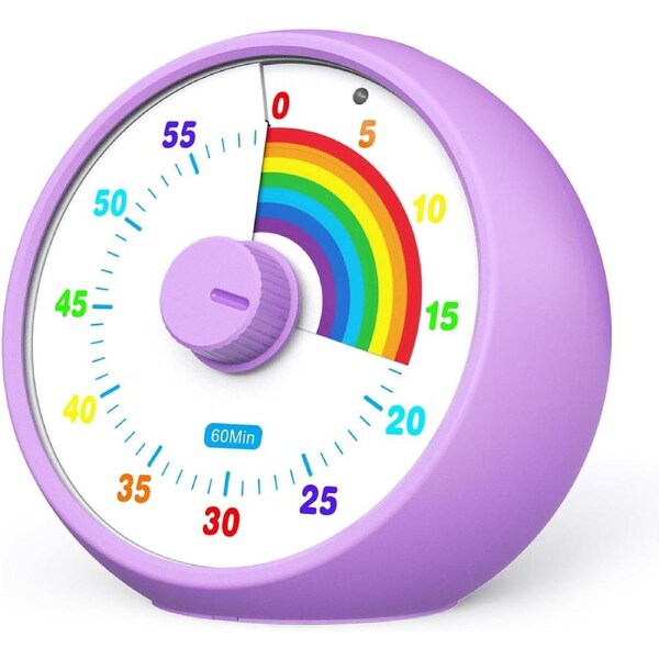 Visual Timer , 60-Minute Countdown Timer for Classroom Office Kitchen, Desk Timer Kids Time(Purple)