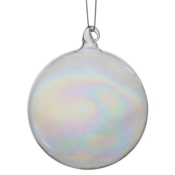 Christabelle Box of 6 Pure Clear Glass Baubles with Iridescent Shine
