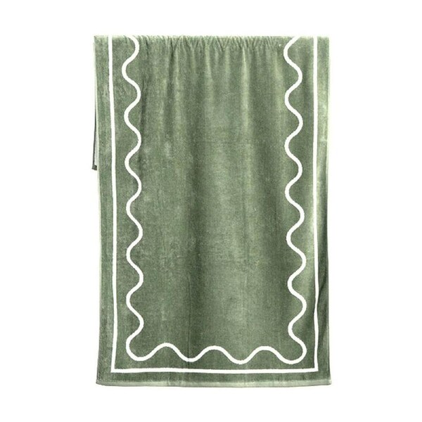 Canningvale Sorrentina Velour Pool/Beach Towel Scallop Verde 80x160cm