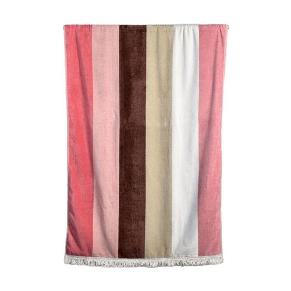 Canningvale Sorrentina Grande Velour Beach Towel Rosa Red Stripe 100x180cm
