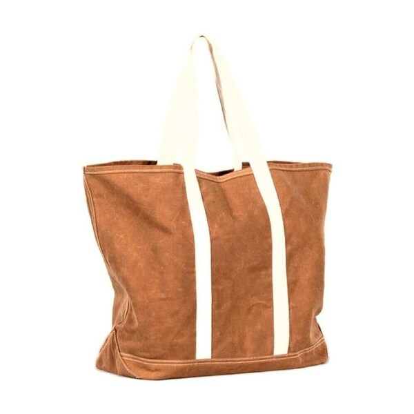 Canningvale Portofino Waxed Canvas Tote Beach Bag Nutmeg Brown
