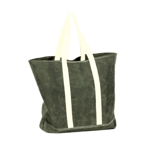 Canningvale Portofino Waxed Canvas Tote and Beach Bag Olive Green