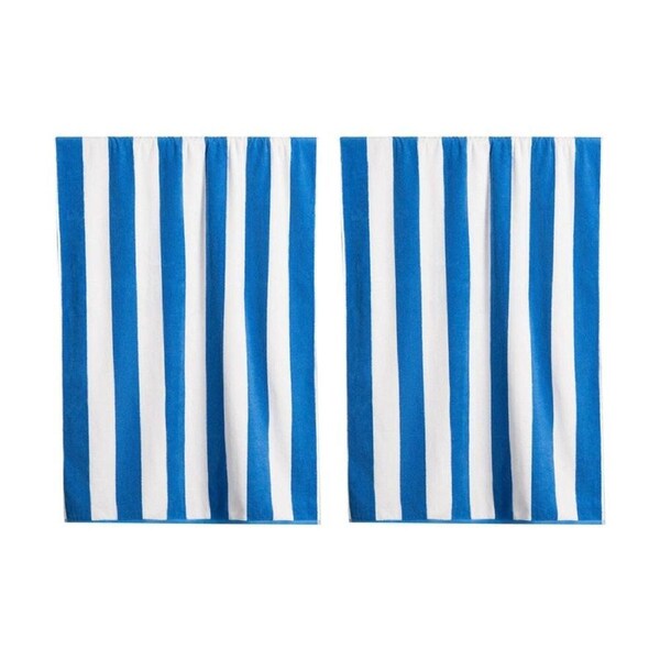 2PK Canningvale Terry Pool/Beach Towel Cabana Stripe Surf Blue 80x160cm