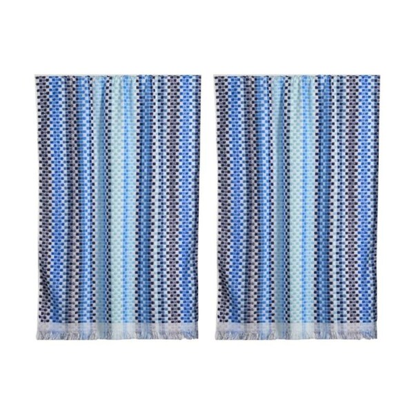 2PK Canningvale Positana Terry Beach Towel Checkers Chambray Blue 80x160cm