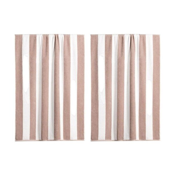 2PK Canningvale Terry Pool/Beach Towel Cabana Stripe Sand Beige 80x160cm