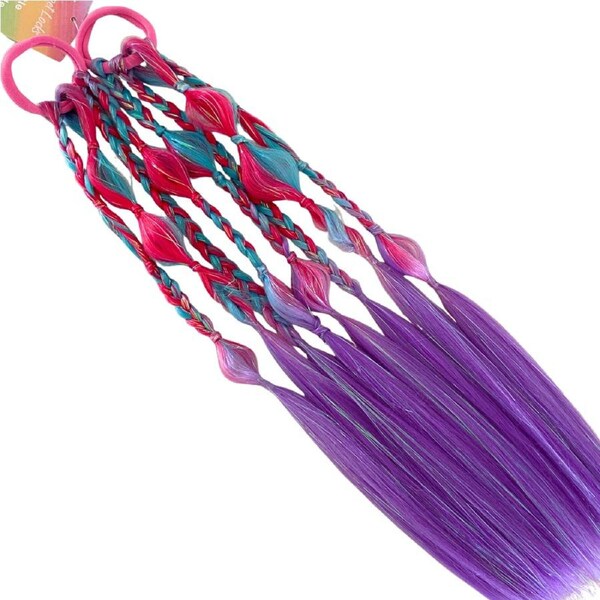 Bubble Ponytails Set - Little - Pink/Purple/ Blue - 18" 2pc