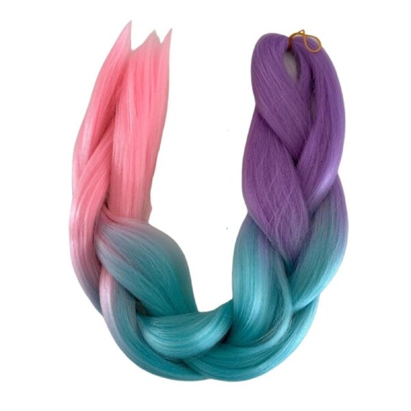Braiding Hair - Glow Purple/Blue/Pink - Synthetic 24" / 100g - 24 Inch - 100g