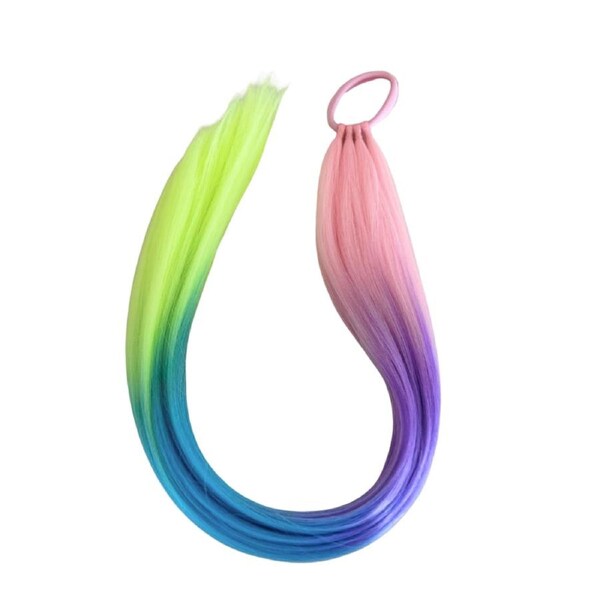Straight Ponytail Extension - Long - Rainbow Swirl - 26"