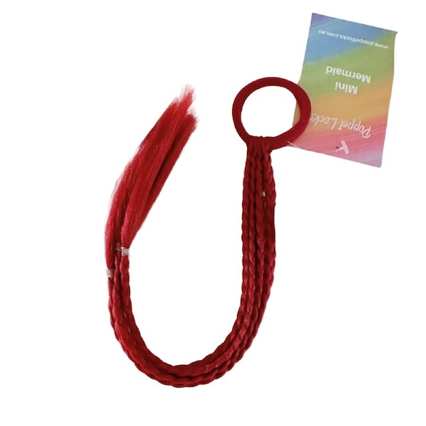 Mini Plaited Ponytail -Maroon - 12"