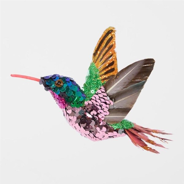 Amore Sequin Hummingbird Tree Decoration 17cm