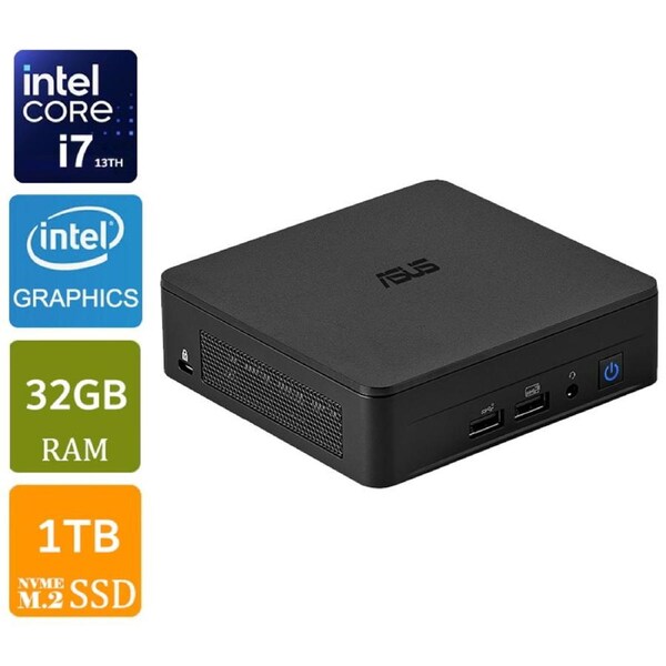 [RNUC13ANKH700000I-N6] Asus NUC 13 Pro Slim Intel Core i7-13620H 32GB RAM, 1TB SSD Mini PC
