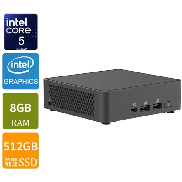 [RNUC15CRKC500004I-P2] Asus NUC 15 Pro Slim Intel Core 5 210H 8GB RAM, 512GB SSD, W11P Mini PC