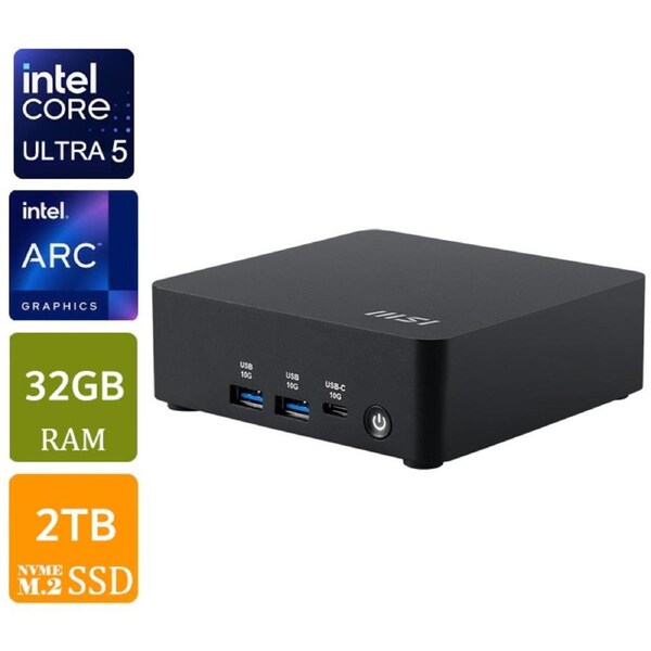 [Cubi NUC AI 1UMG-011BAU-H7] MSI Cubi NUC AI 1UMG Ultra 5 125H 32GB RAM, 2TB SSD, W11H Mini PC