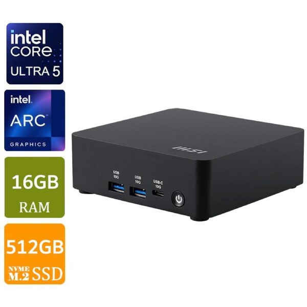 [Cubi NUC AI 1UMG-013BAU-H3] MSI Cubi NUC AI 1UMG v2 Ultra 5 125H 16GB RAM, 512GB SSD, W11H Mini PC