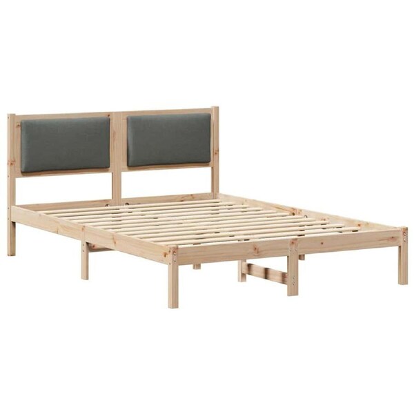 Bed Frame with Headboard Dark Grey 150 x 200 cm Solid Pine Wood vidaXL