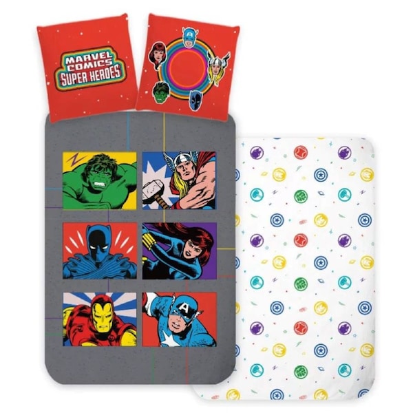 Marvel Avengers Symbols Cotton Quilt Cover Set - Toddler Bed Size