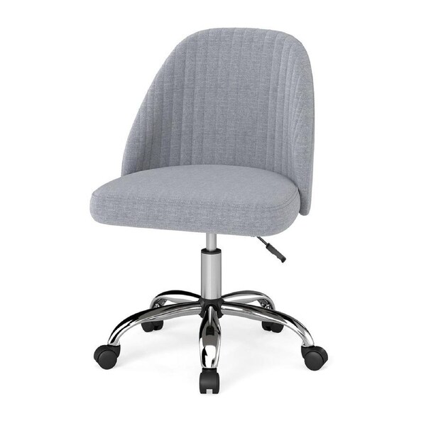 Giantex Swivel Vanity Chair Modern Armless Desk Chair Padded Office Chair w/Rolling Caster Grey