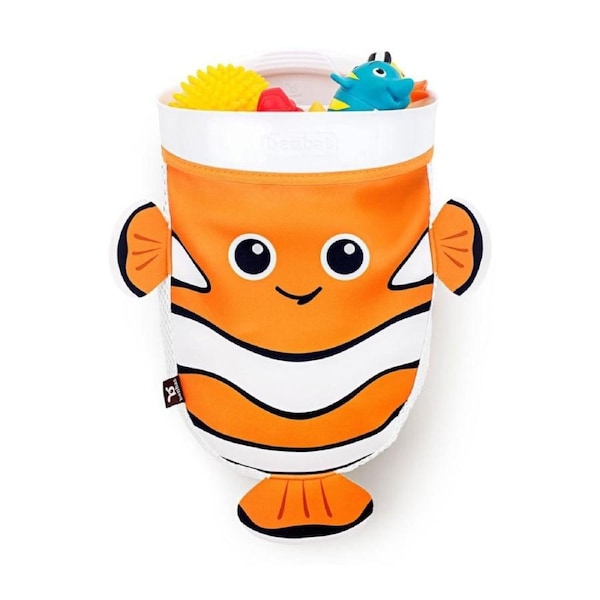 Benbat Kids Bath Toy Storage Basket Organiser W/ Wall Hook Orange Clown Fish 0m+