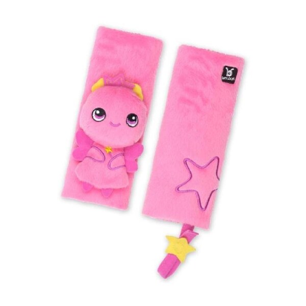 2pc Benbat Seat Belt Pals Strap Covers W/ Pacifier Holder 0-12m Pink Princess