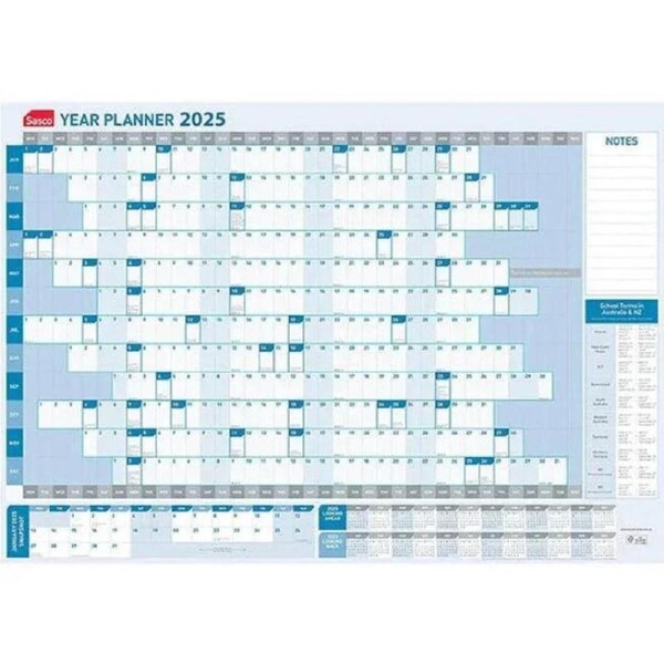 Sasco 2026 Year Wall Planner Calendar 610x870mm