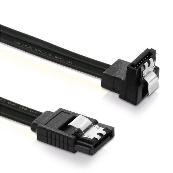 4pack SATA III Cables (6Gb/s) - 30cm. These Data Cables Support 6Gbit/s and Feature an L-Shaped Connector. Designed for Connecting Hard Drives, SSDs, or Hard disks to The Motherboard.Black