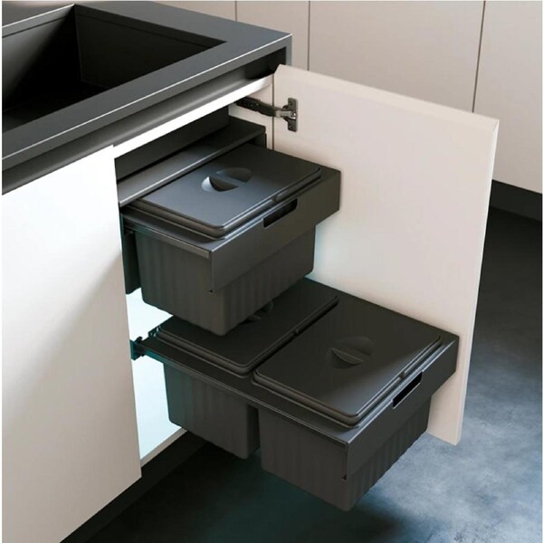 Dual Pull-Out Kitchen Bin – Fits 450mm Cabinet
